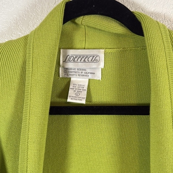 Side Effects Lime Green Open Front Cardigan With Pockets Size Large - Picture 3 of 6